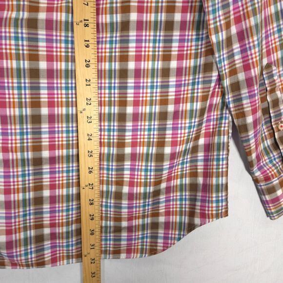 Peter Millar Shirt Mens L Multicolor Plaid Casual Preppy Long Sleeve Button Up - Picture 9 of 11